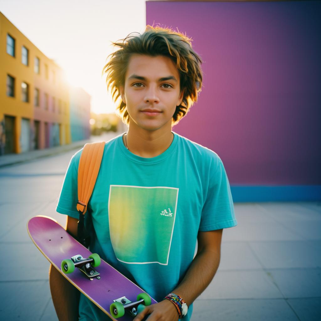 Urban Skateboarder in Vibrant Cinematic Style