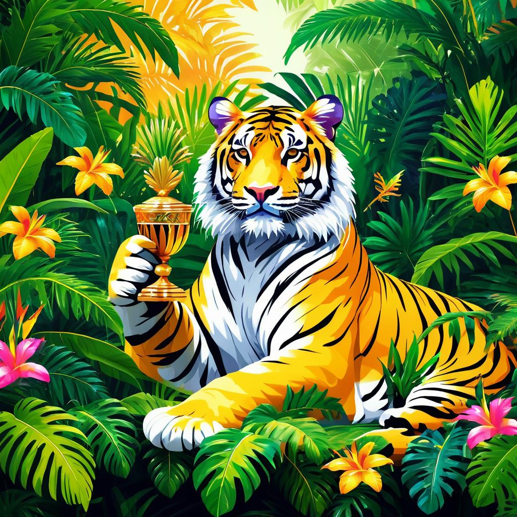 Majestic Tiger in a Lush Jungle Scene