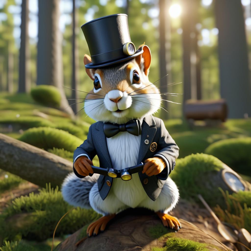 Surreal Squirrel with Monocle Adventure