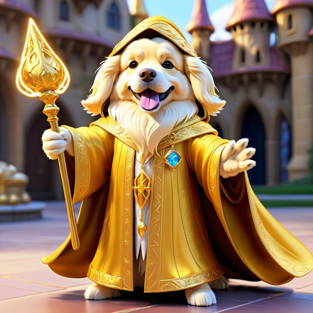 Fantasy Golden Retriever Wizard Character Design