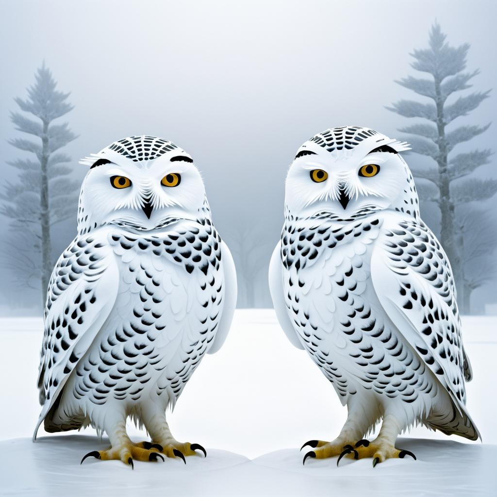 Snowy Owls in Inuit Art Style Photography