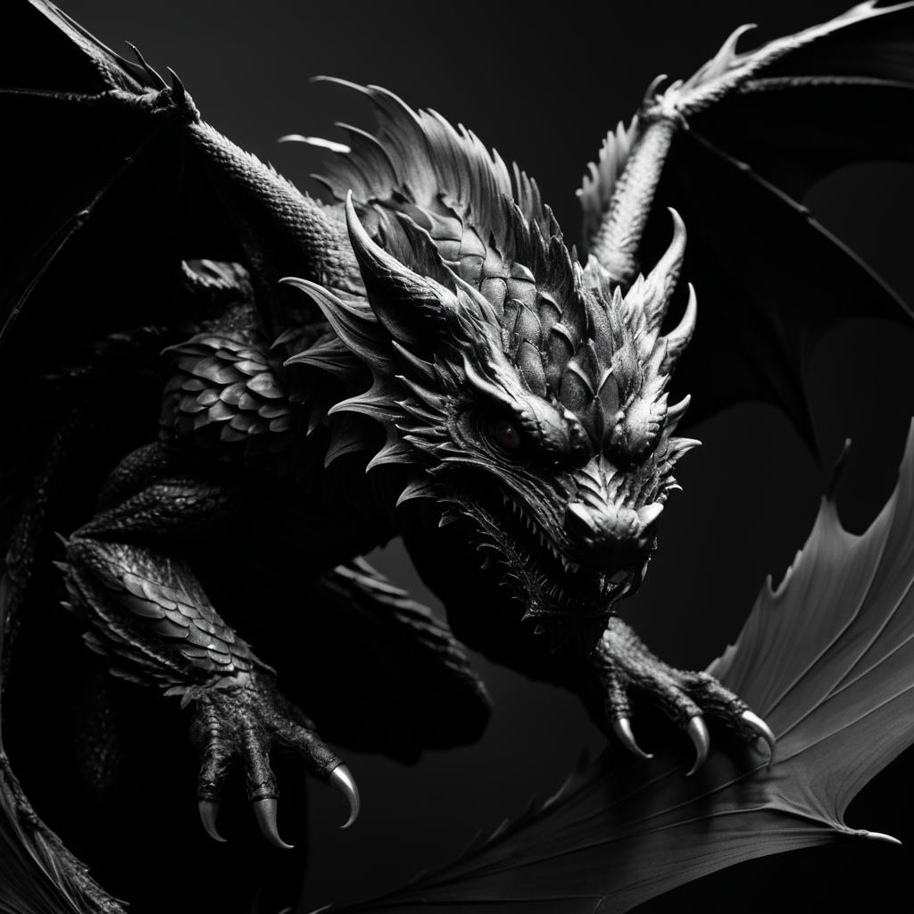 Haunting Black-and-White Chimera Art