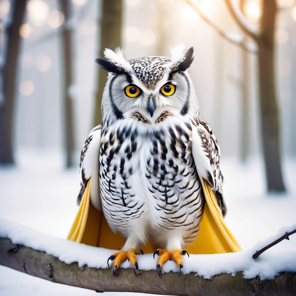 Whimsical Owl as Snow White Portrait