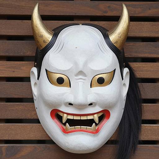 Detailed Japanese Oni Mask Photograph