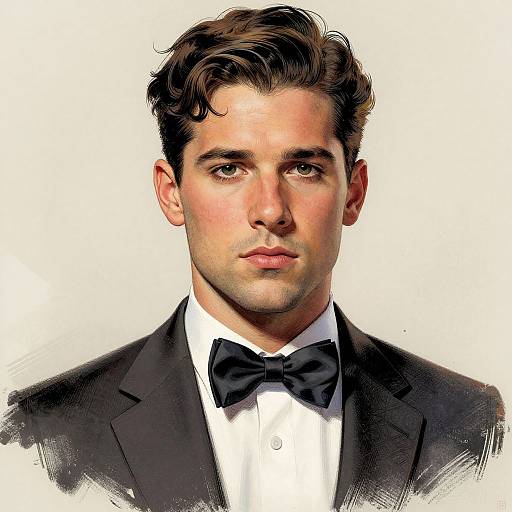 Realistic Young Man Portrait in Suit