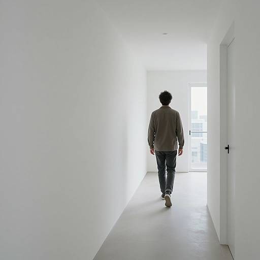 Minimalist Apartment Hallway with Man