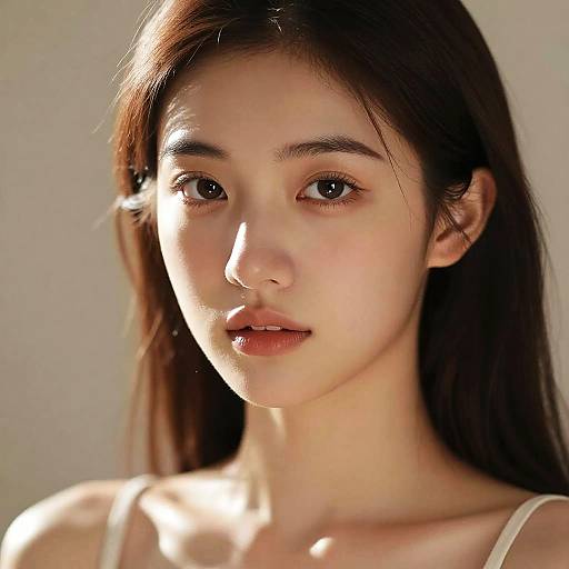 Close-up of Woman's Face with Natural Makeup