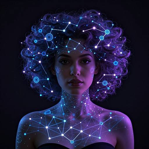 Holographic Constellation Woman Portrait