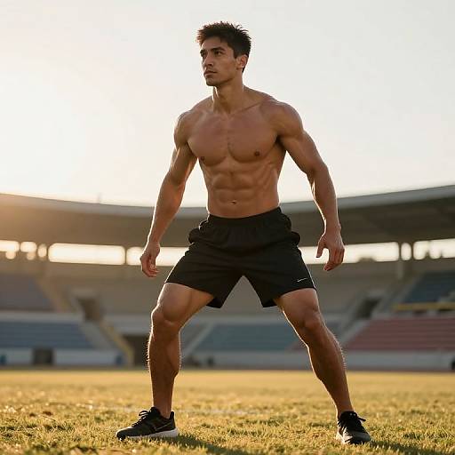 Wiry Athlete Training at Sunrise Stadium