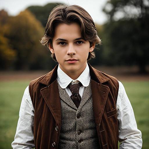 Young Man in Victorian Costume Outdoors