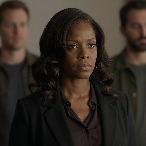 Serious Black Woman in Shadowy Atmosphere