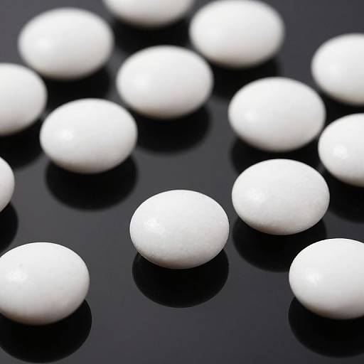 Close-Up Mentos on Reflective Surface