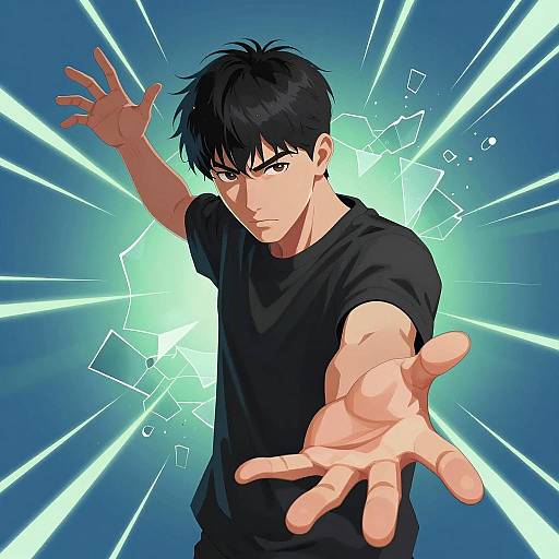 Energetic Young Man in Futuristic Style