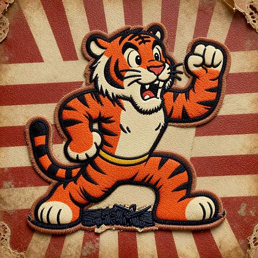 Vintage Tiger Mascot Leather Patch