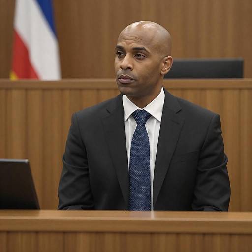 Serious Man in Courtroom Setting