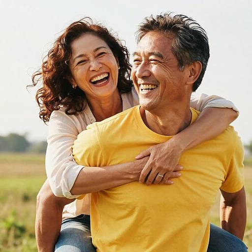Joyful Middle-aged Couple Outdoors
