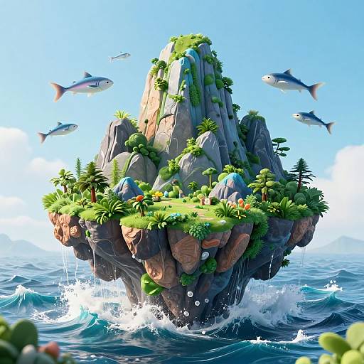 Surreal Inverted Mountain Landscape