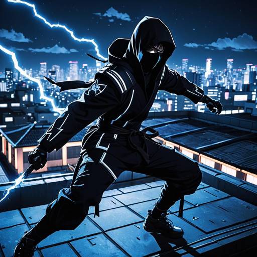 Shadow Assassin on Neon Rooftop
