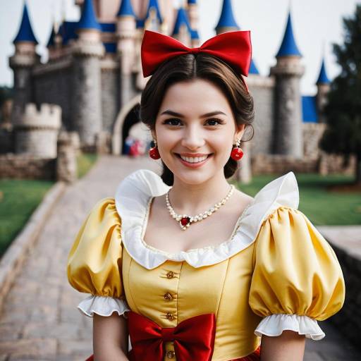 Woman in Snow White Costume with Castle Background