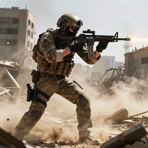 Soldier Using Bong in Combat