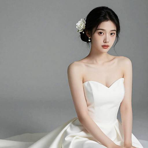 Realistic Portrait of Girl in White