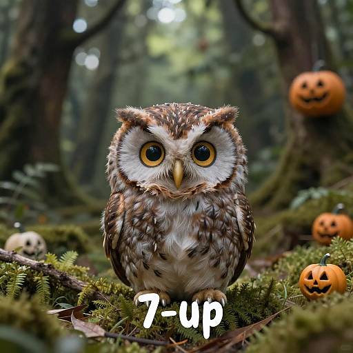 Photorealistic Cute Owl in Lush Forest