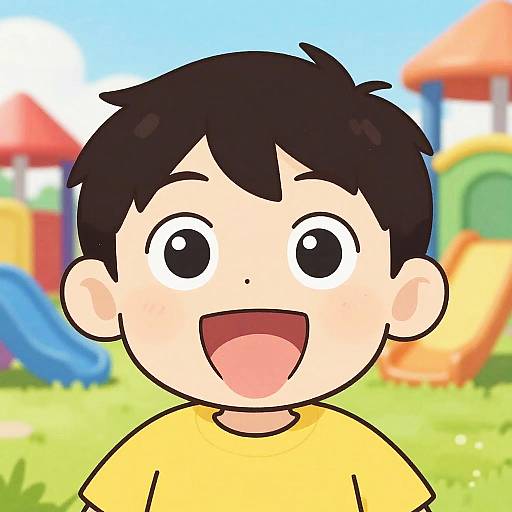Cheerful Cartoon Kid with Tongue Out