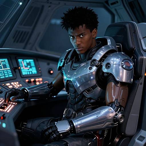 Futuristic Black Mech Pilot Anime