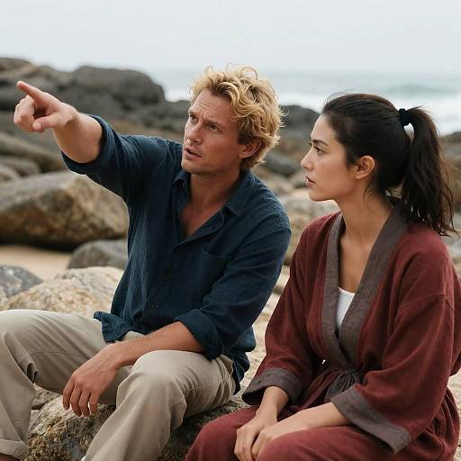 Captivating Couple on Rocky Beach