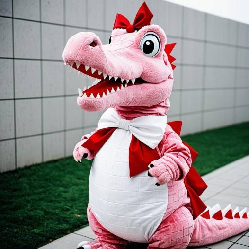 Pink Crocodile Cosplay with Red Bow