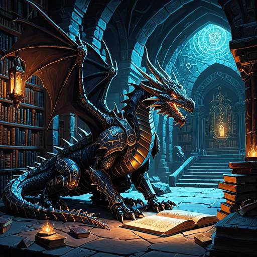 Eldritch Robo-Dragon in Ancient Library