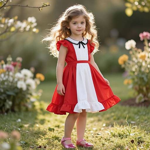 Elegant Girl in Sunlit Garden