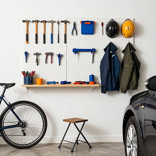 Organized Garage Workspace with Tools