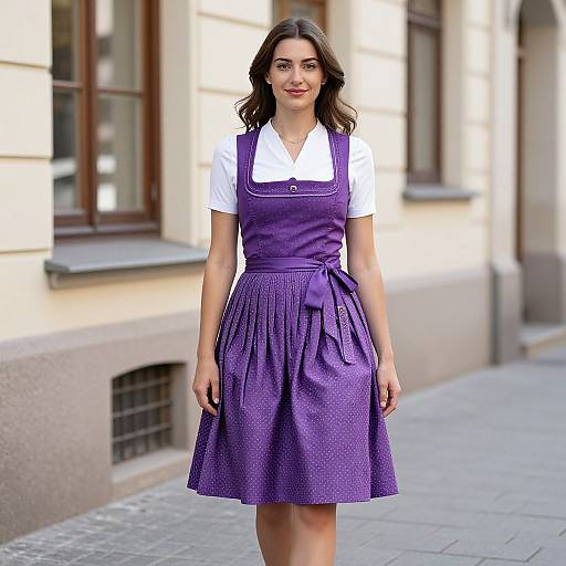 Woman in Purple Dirndl Dress