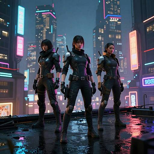 Cyberpunk MLFs on Neon Rooftop