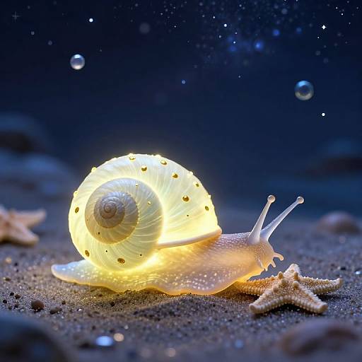 Luminous Snail on Starry Night