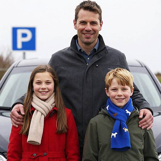 Heartwarming Family Portrait by Car