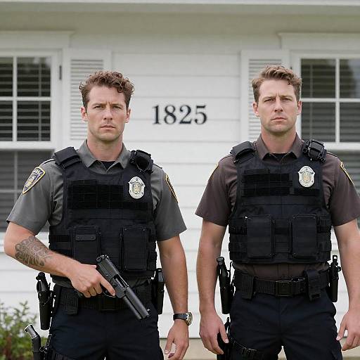 Two Police Officers by a White House