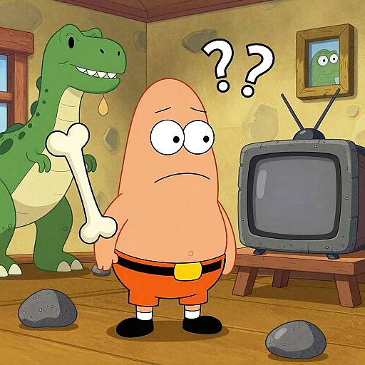 Flintstones Fred Confused in Stone Age