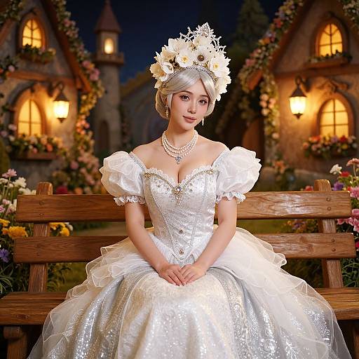 Realistic Fairy Godmother in Enchanted Village