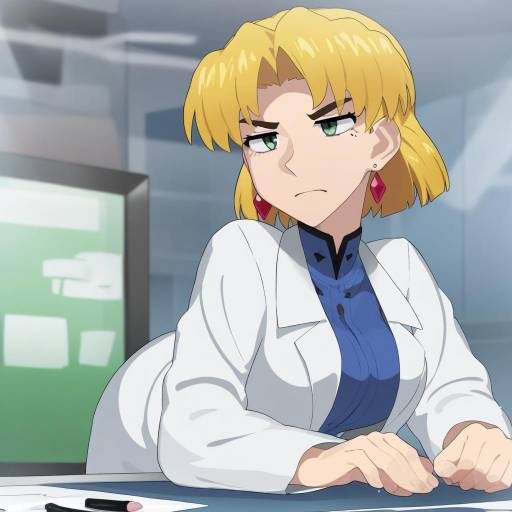 Illustration of Akagi ritsuko, neon genesis evangelion in the style of Mizumizuni