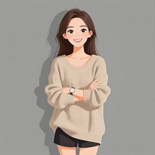 Smiling Woman in Casual Chic Sweater