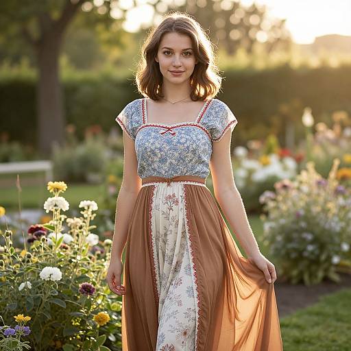 Sunlit Garden Elegance with Floral Dress