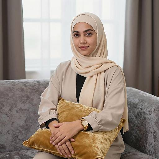 Portrait of Woman in Beige Hijab