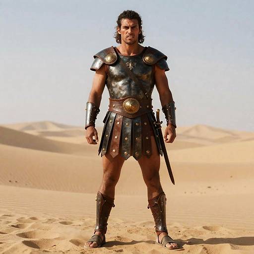 Powerful Gladiator on Desert Island