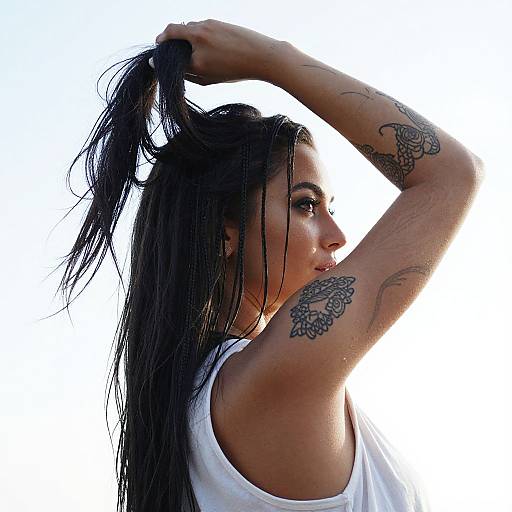 Woman with Black Lace Tattoos