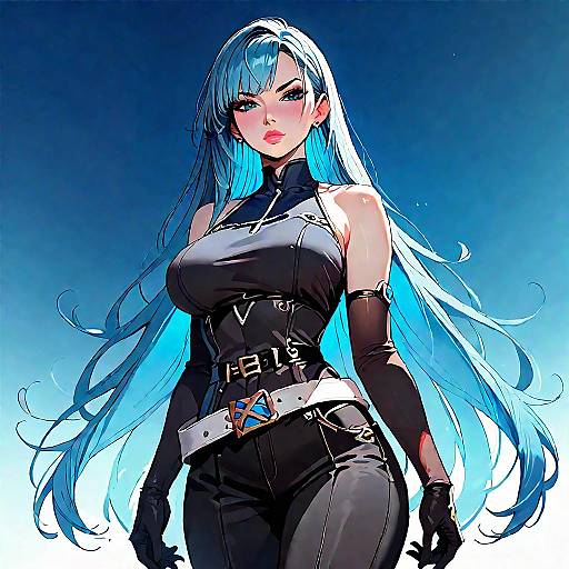 Serious Long-Haired Anime Girl Portrait