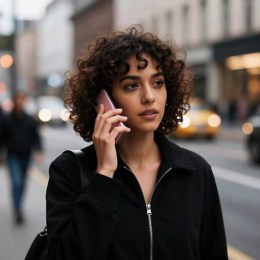 Focused Woman in Urban Setting