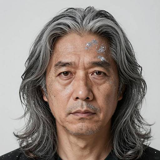 Middle-aged man with silver dust on face