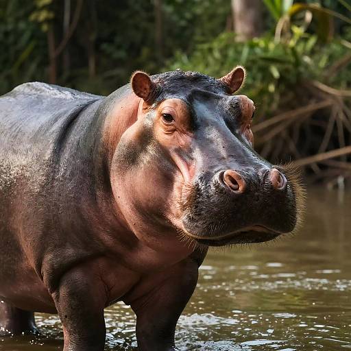 Photorealistic Hippo with Mustache